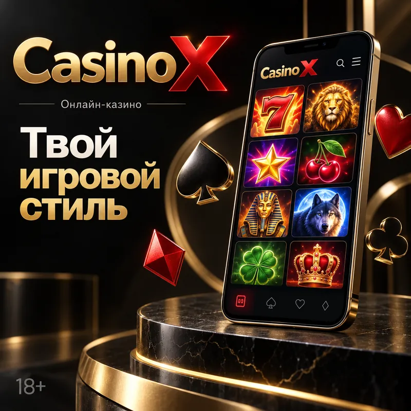 Промо-баннер Casino X. Иллюстрация, не снимок сайта.